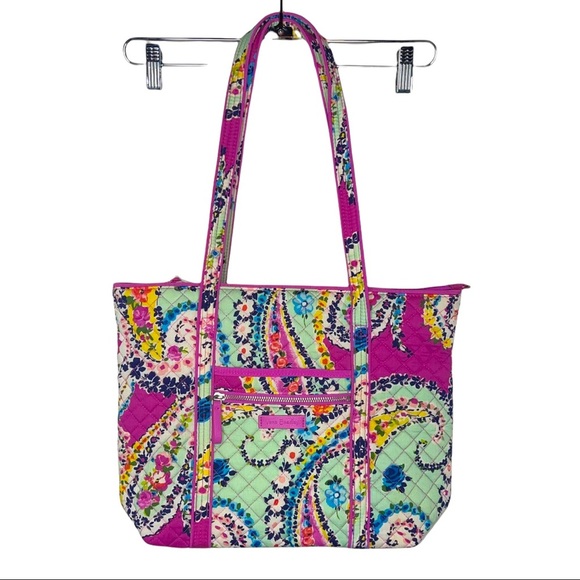 VERA BRADLEY RETIRED Wildflower Paisley Iconic Small Vera Tote - Picture 1 of 8